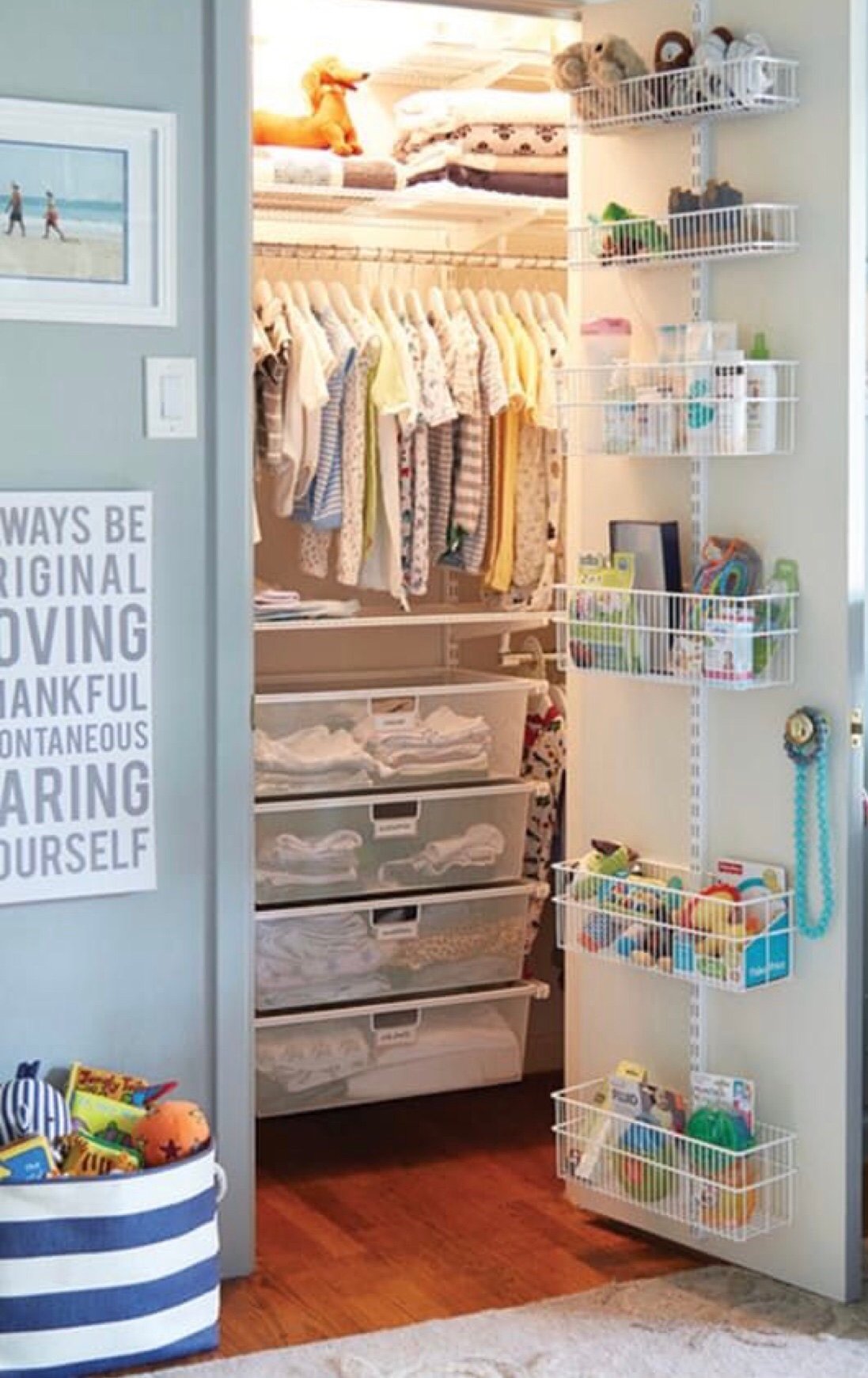 19 Small Nursery Ideas Chaylor Mads Idea 16 Add Storage To The Closet Doors Nursery Ideas