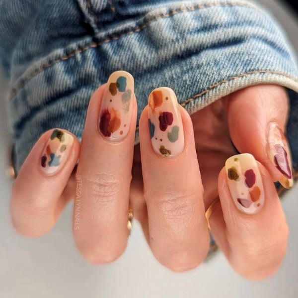 abstract art fall nails