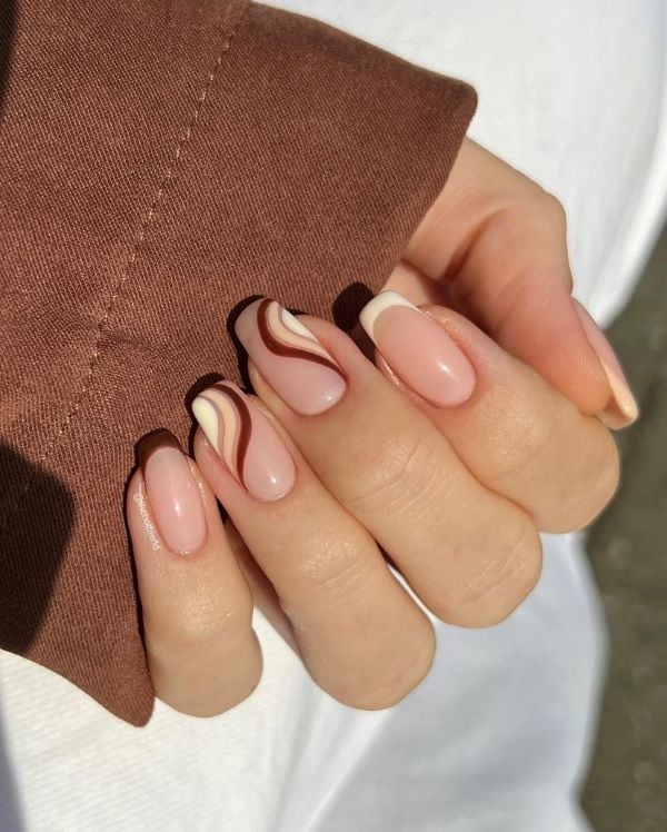 fall nails swirls