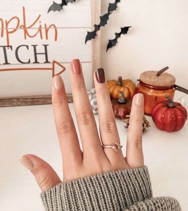 simple fall skittle nails