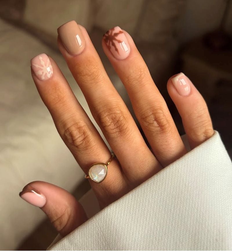 square autumn nail art