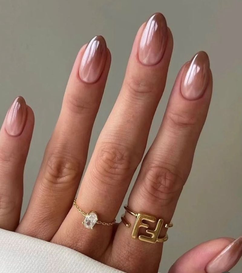 fall ombre nails chrome