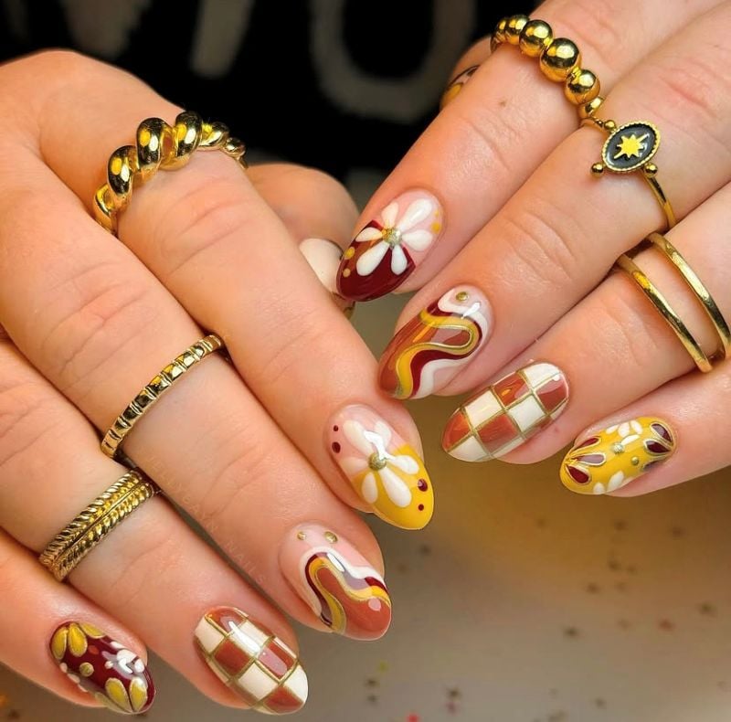 fall nail designs retro