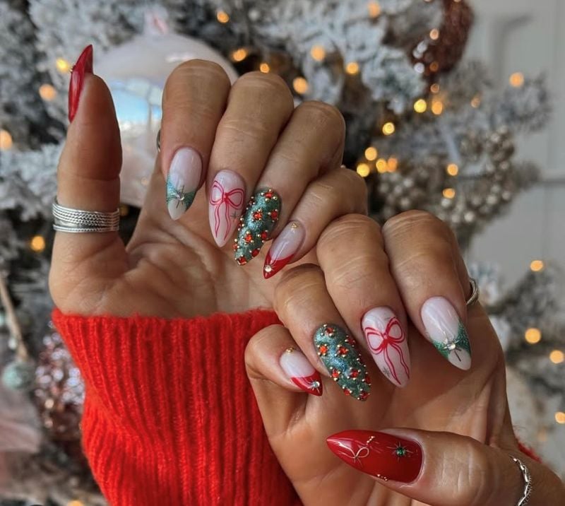 Christmas Bow Nail Designs