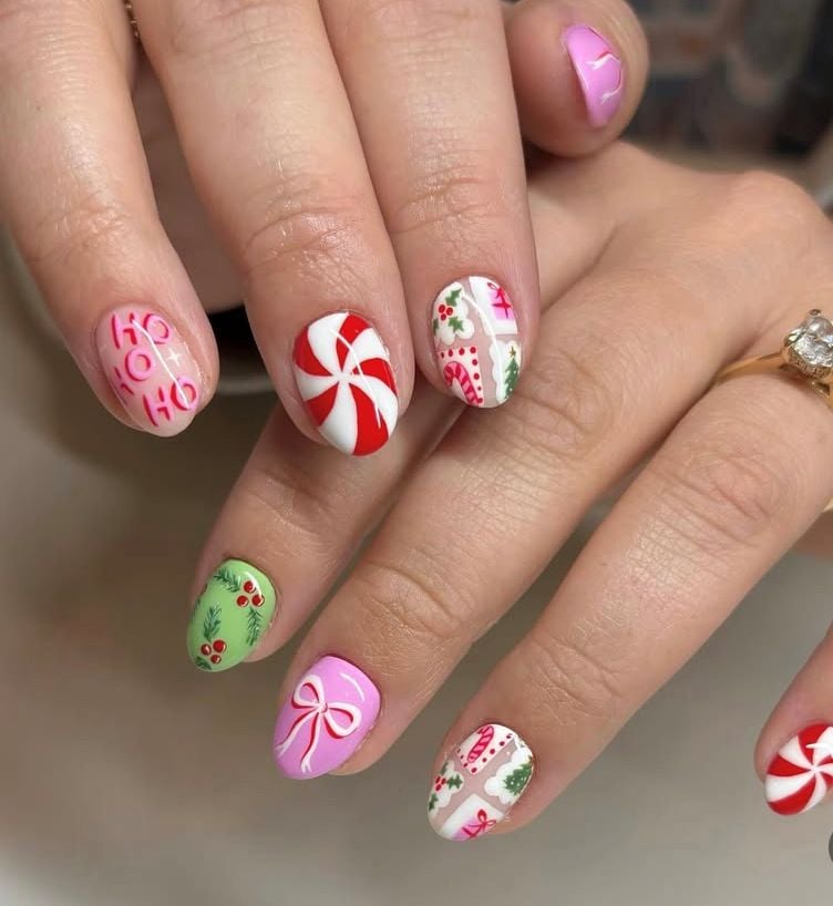 bright holiday nails