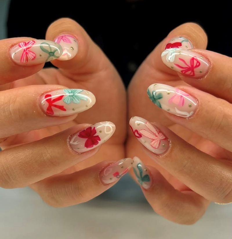 bow Christmas nail art
