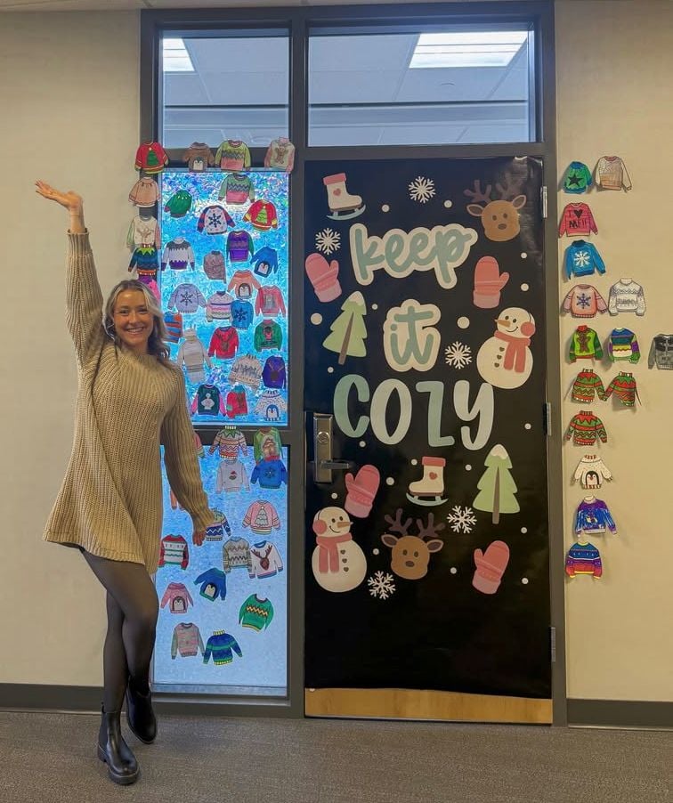 winter classroom door decor