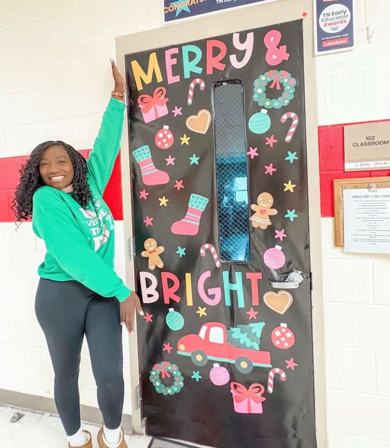 merry and bright holiday door