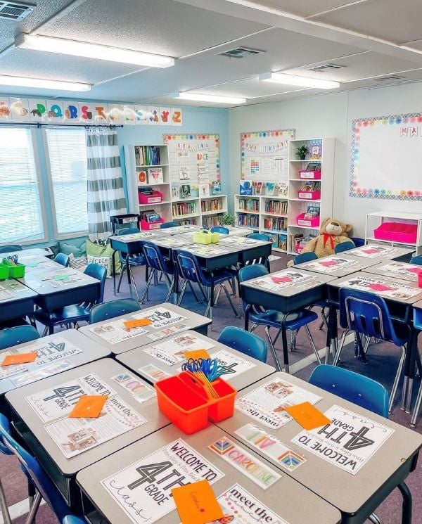 classroom setup with tables
