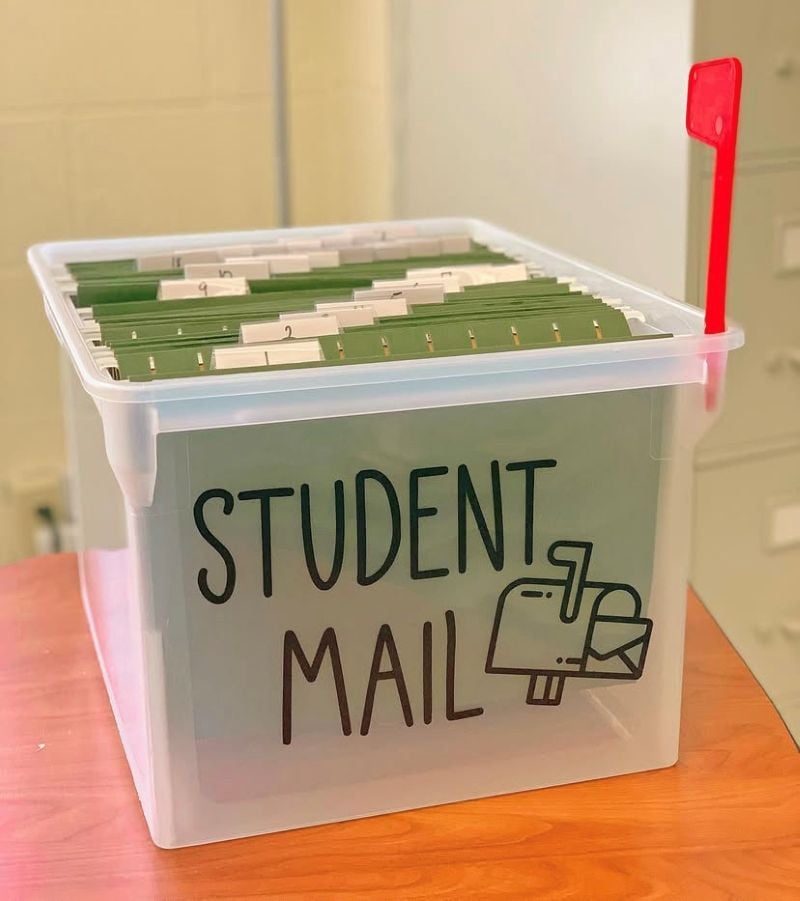 classroom setup idea for student mail box