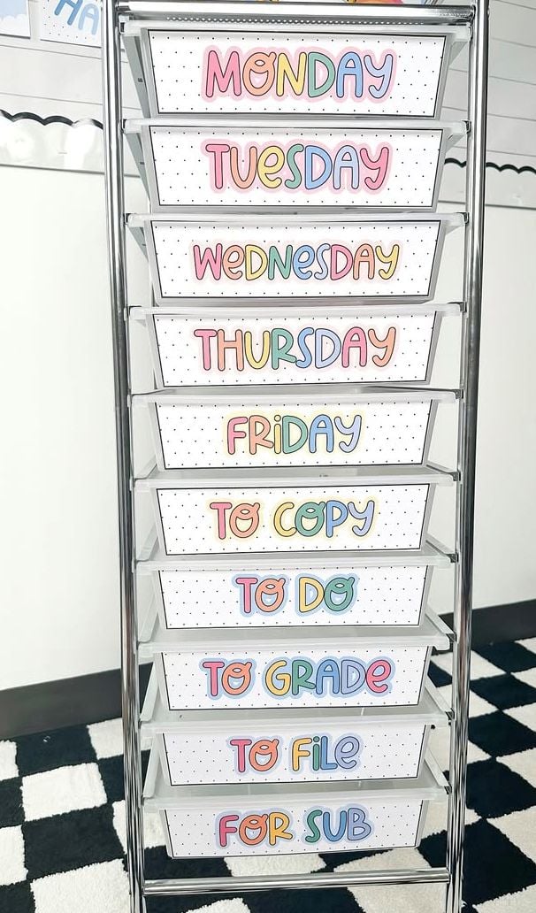teacher cart classroom setup ideas