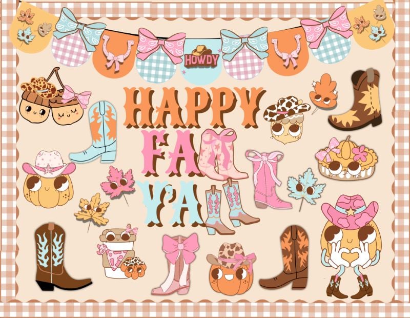 western fall bulletin board kit