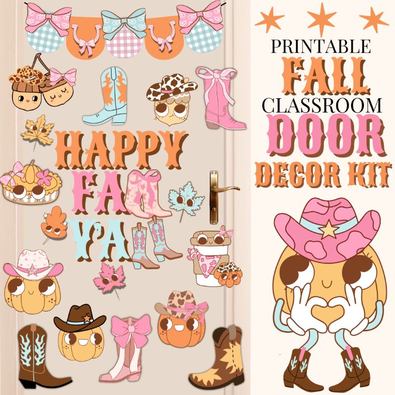 western fall door decor kit
