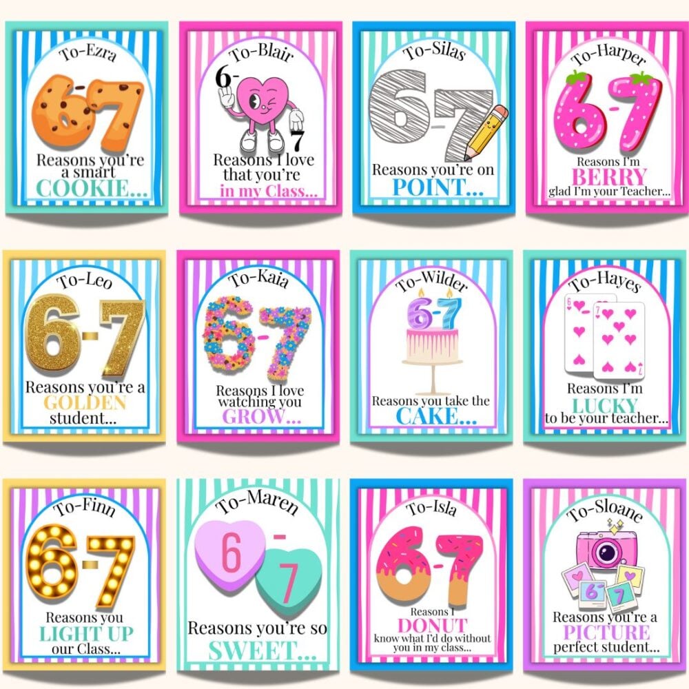 6 7 Valentine Cards from Teacher