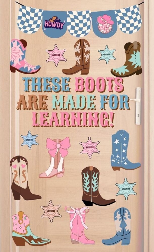 Cute printable Western theme classroom door