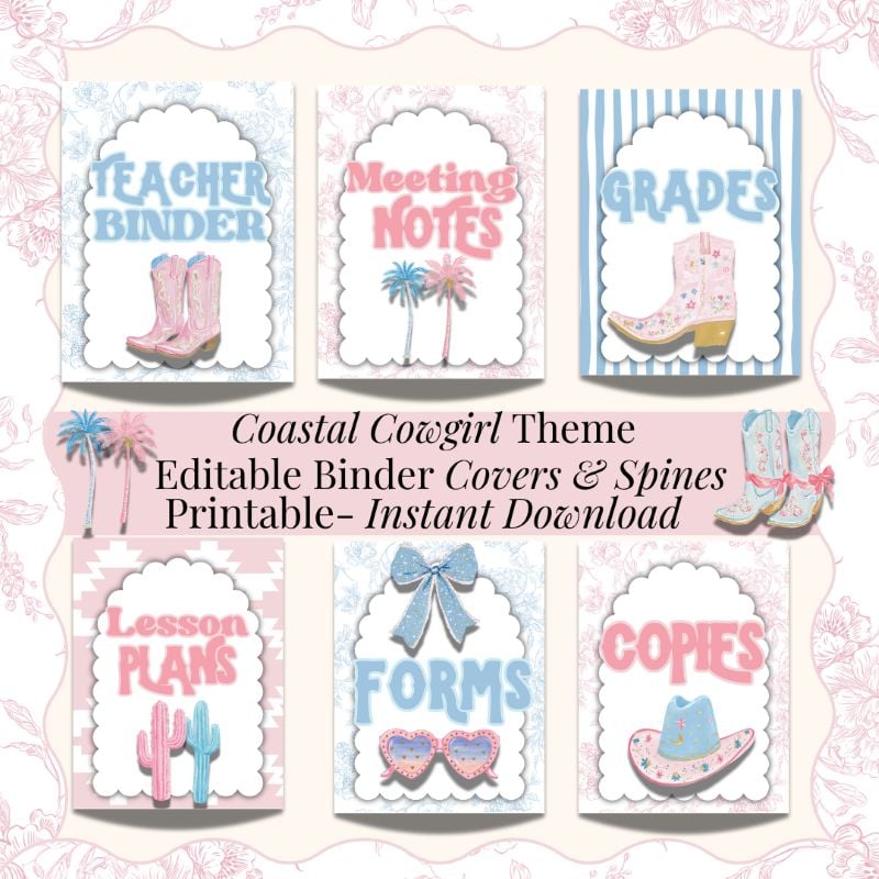Coastal Cowgirl Binder Labels