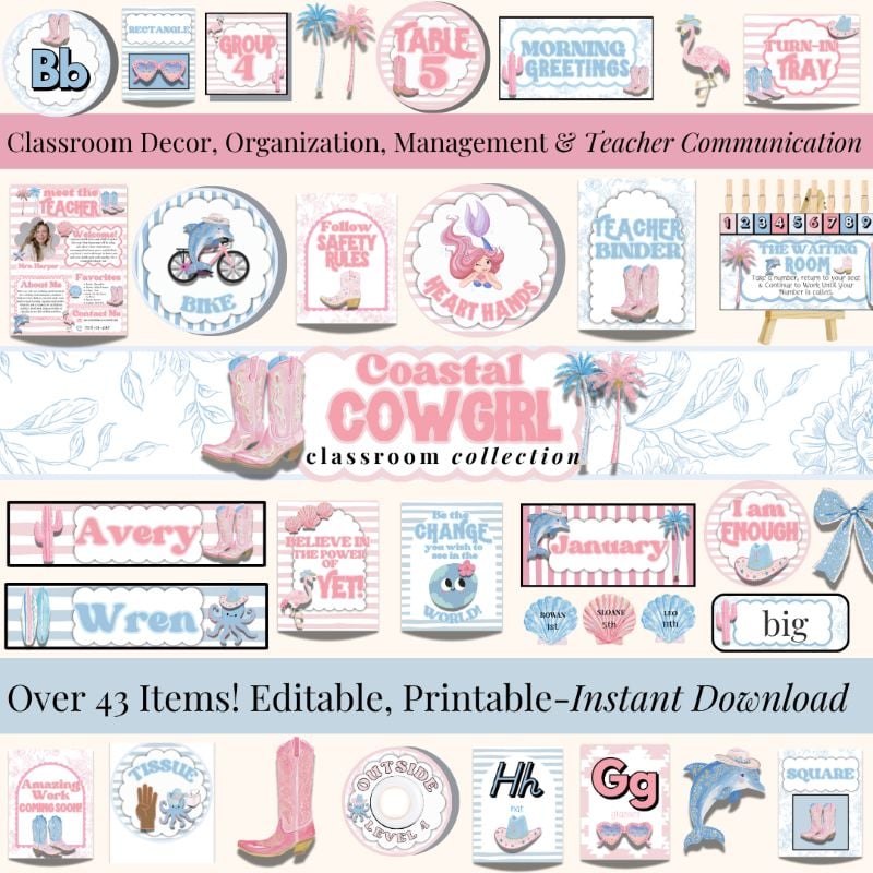 Coastal Cowgirl Classroom Theme Bundle
