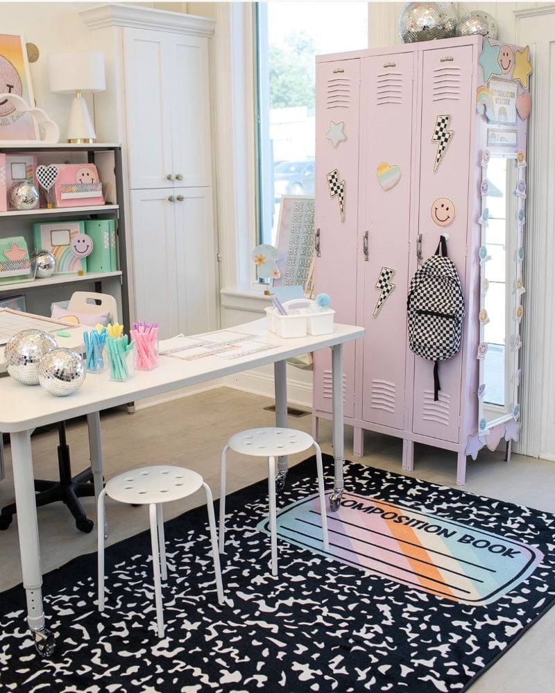 locker storage in classroom