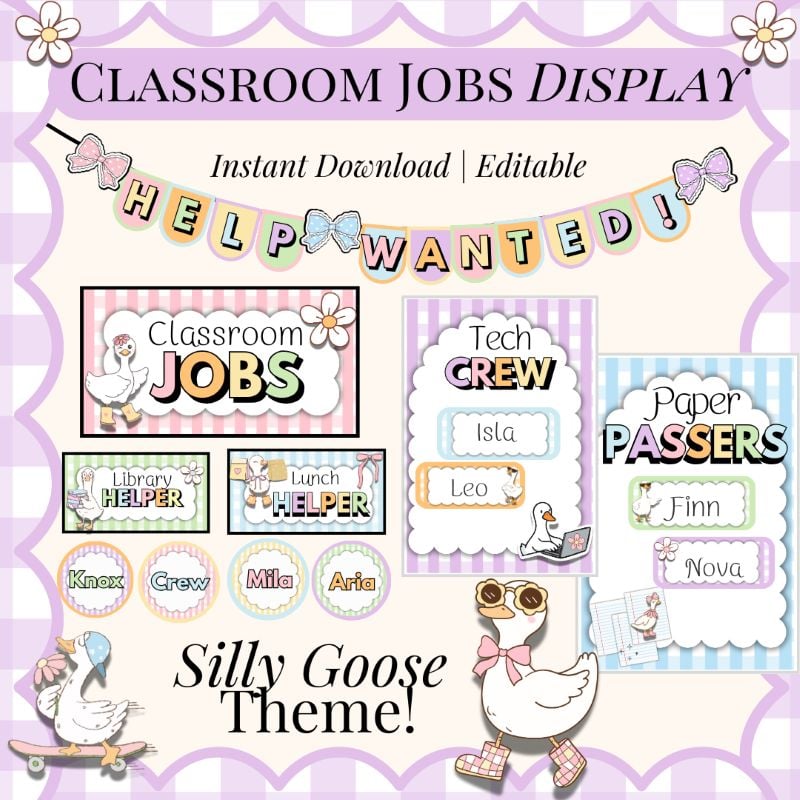 Printable Classroom Job Display