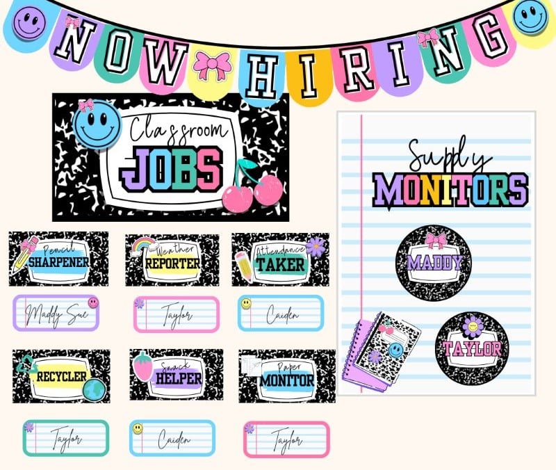 printable classroom jobs display