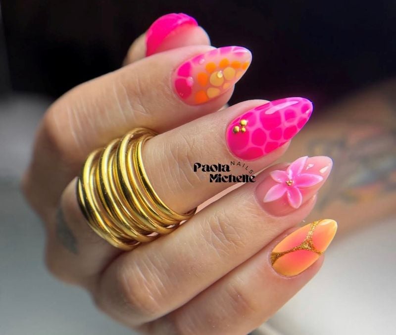 bright tropical nails