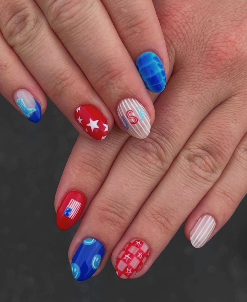 stars and stripes Fourth of July nail design