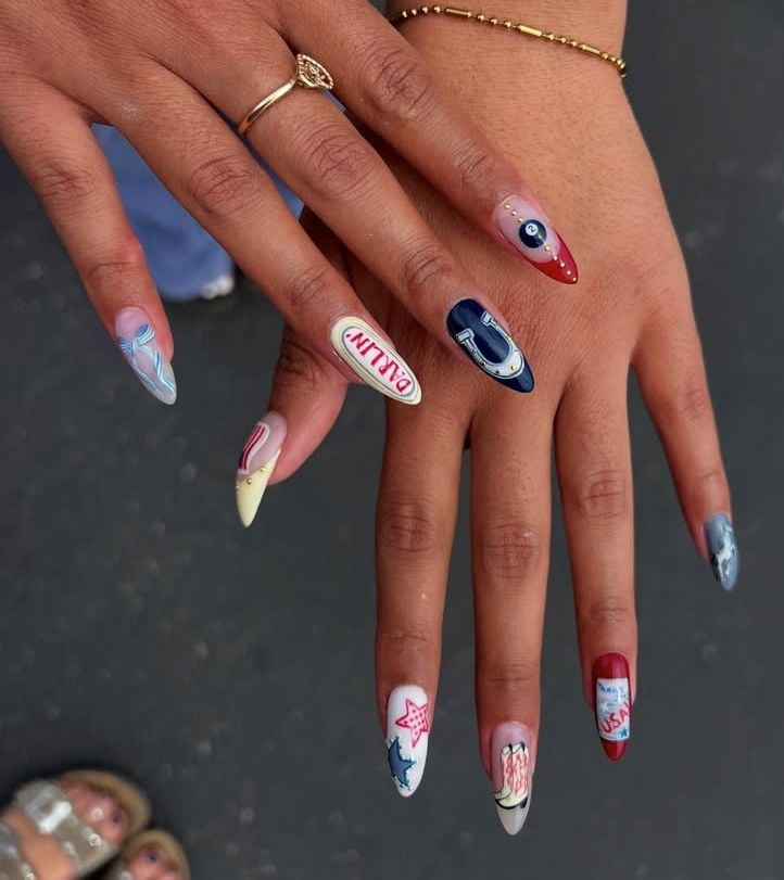 country Fourth of July Nail design