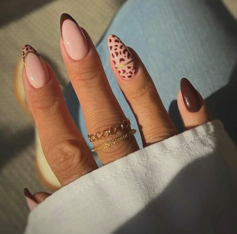 cheetah print gel nails