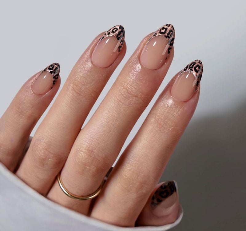 Leopard French Tip press ons