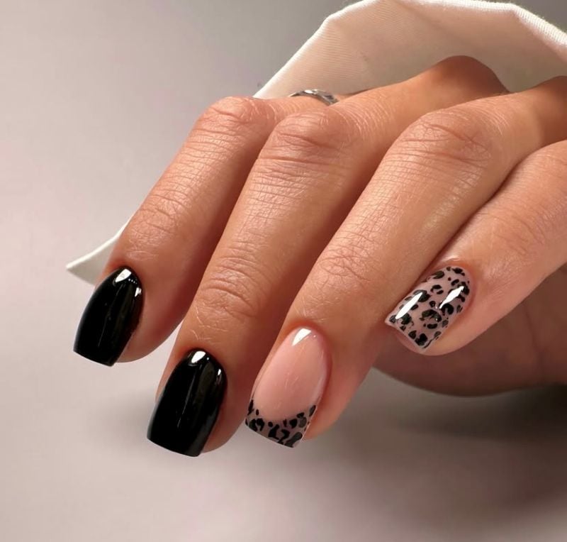 black leopard print nails