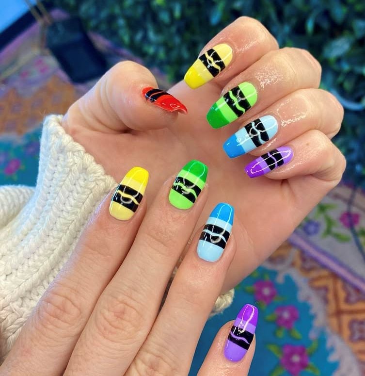 crayon nail art design