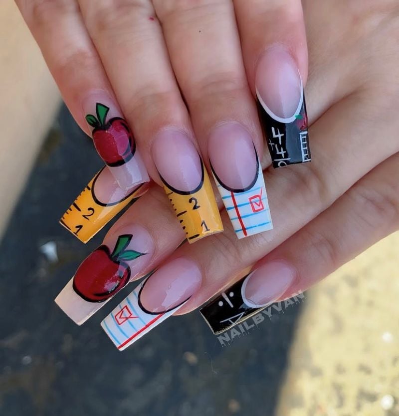 teach nail art coffin nails