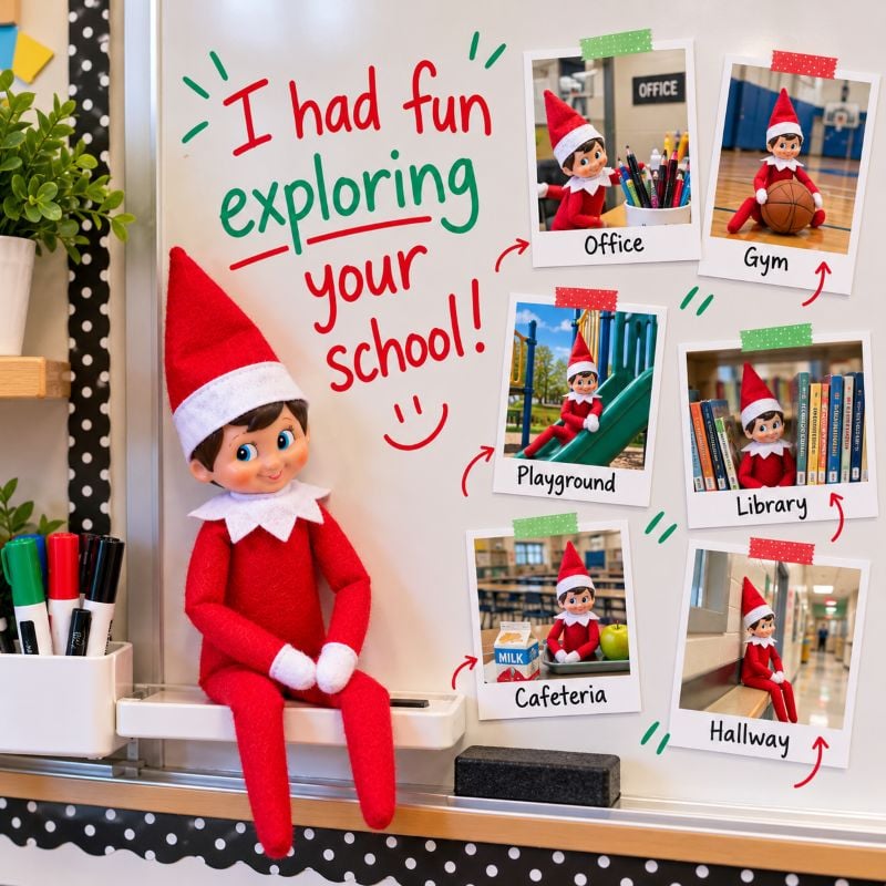 Elf’s Colorful School Adventure Collage