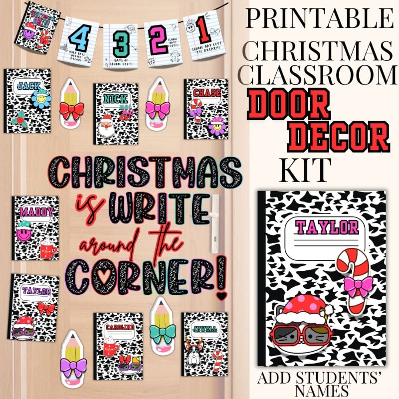 composition notebook Christmas Classroom Door
