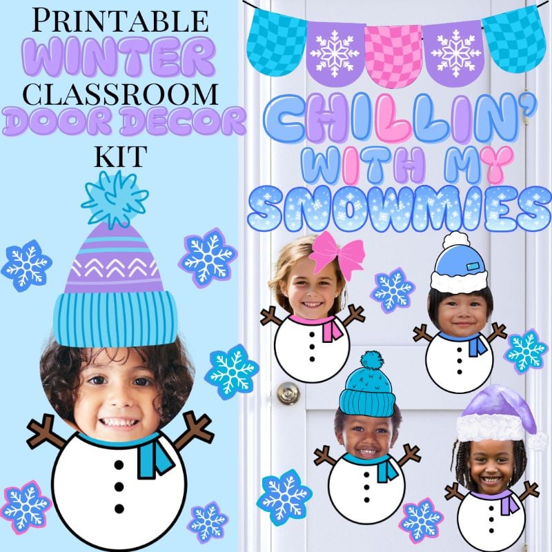 winter classroom door decor