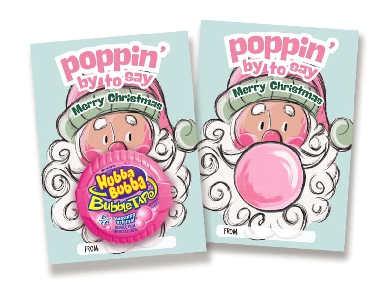 Santa bubble gum gift tag