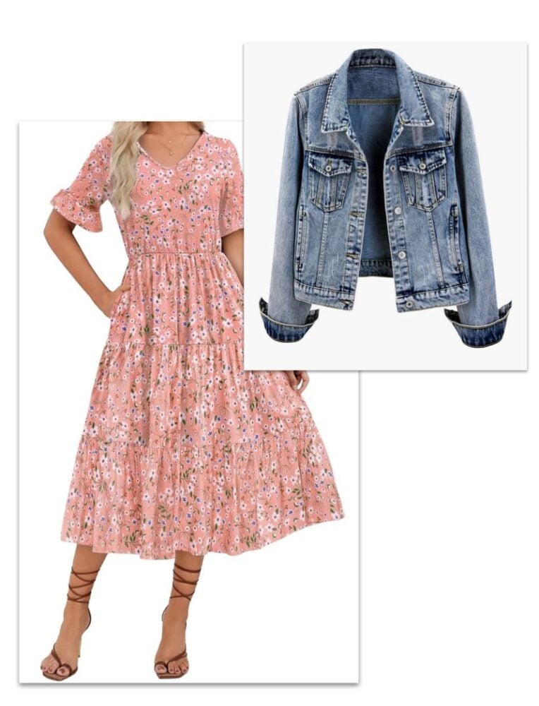 teacher dress and jean jacket