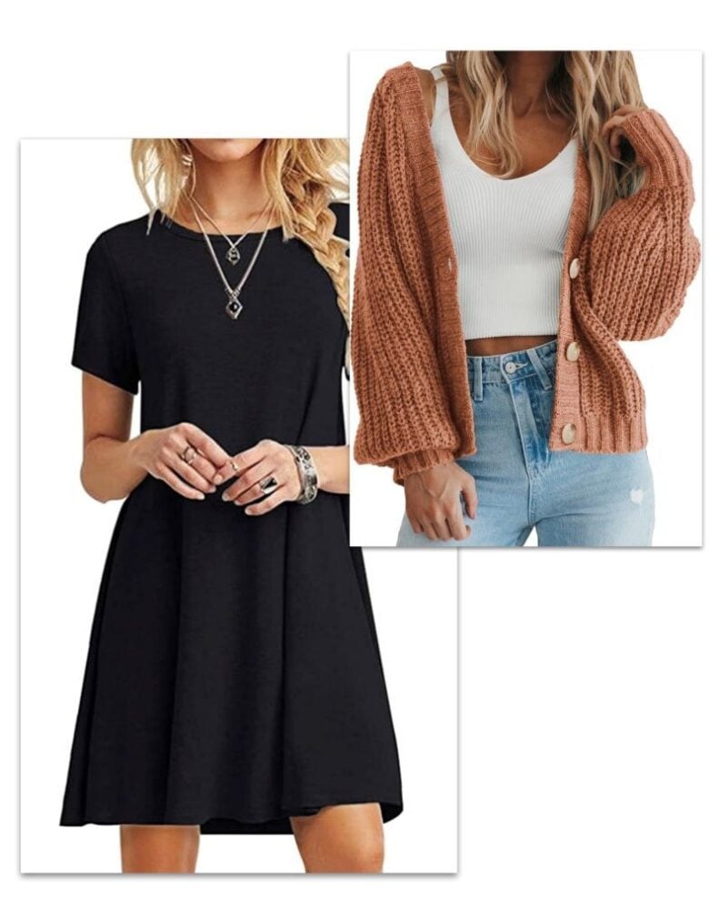 dress and cardigan outfit idea