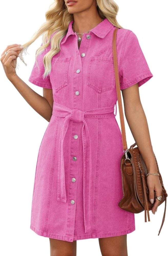 pink denim dress