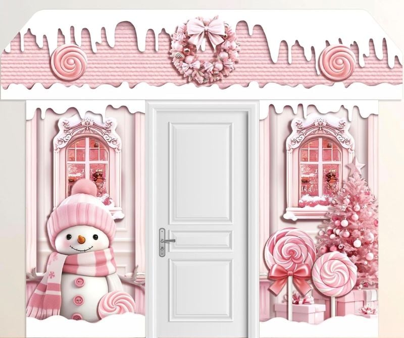 pink Christmas door idea